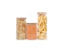 Round storage jars with bamboo lids, set of 3
