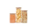 Round storage jars with bamboo lids, set of 3
