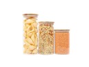 Round storage jars with bamboo lids, set of 3