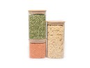 Square storage jars with bamboo lids, set of 3