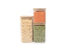 Square storage jars with bamboo lids, set of 3