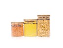 Clip-on storage jars with bamboo lids, set of 3
