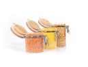Clip-on storage jars with bamboo lids, set of 3