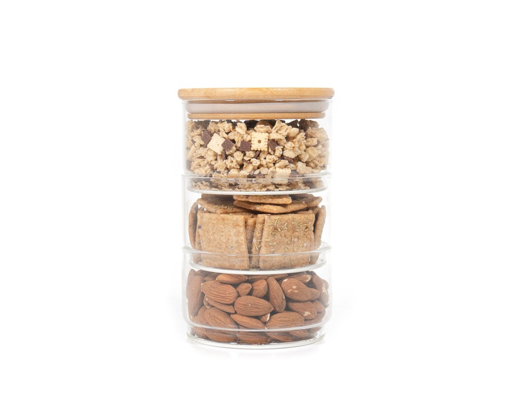 Round storage jars, stackable, set of 3