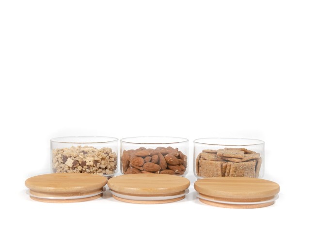 Round storage jars, stackable, set of 3