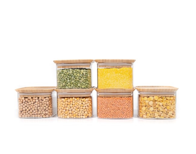 Barattoli quadrati impilabili, set da 6