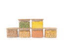 Square storage jars, stackable, set of 6
