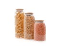 Oval storage jars with bamboo lids, set of 3