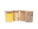 Bocaux de conservation ronds avec couvercles en bambou, lot de 4, 800 ml