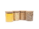 Bocaux de conservation ronds avec couvercles en bambou, lot de 4, 800 ml