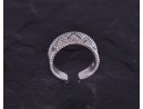 Geometrischer Silberring mit glattpolierten Kügelchen