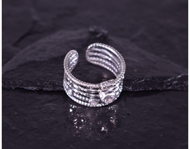 Vintage Silberring mit mehreren verzierten Ebenen