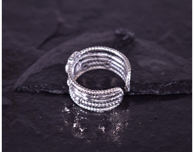 Vintage Silberring mit mehreren verzierten Ebenen