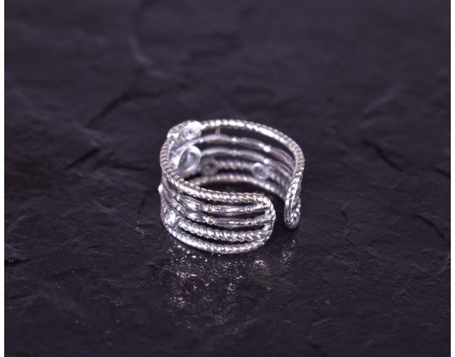 Vintage Silberring mit mehreren verzierten Ebenen