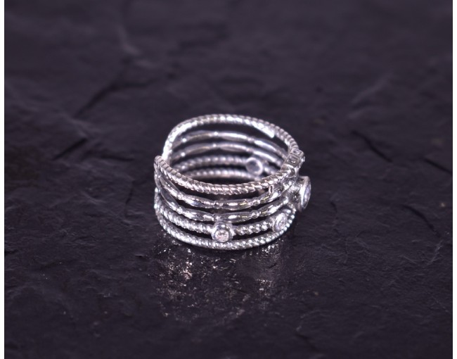 Vintage Silberring mit mehreren verzierten Ebenen