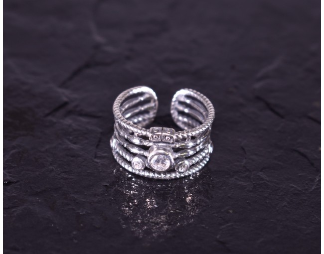 Vintage Silberring mit mehreren verzierten Ebenen