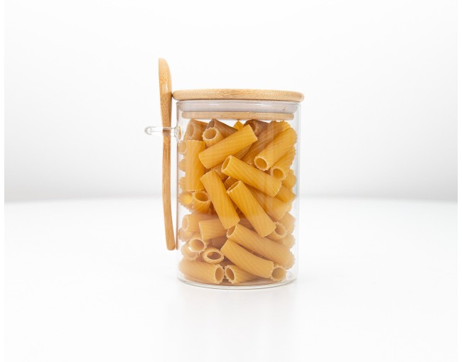 Storage jars with bamboo lid and spoon, set of 2
