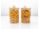 Storage jars with bamboo lid and spoon, set of 2
