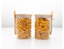 Storage jars with bamboo lid and spoon, set of 2