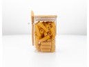 Storage jars with bamboo lid and spoon, set of 2, square